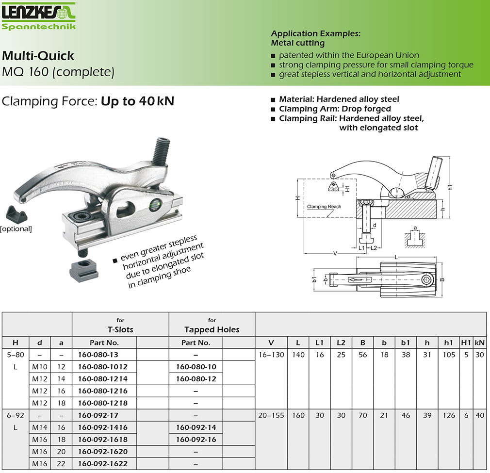Kẹp khuôn MQ 160 LENZKES -